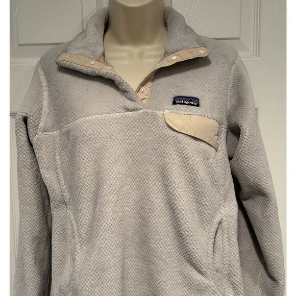 Patagonia Women’s Polartec retool Fleece Pullover Jacket Cream Beige Sz M Snap-T - Picture 2 of 11